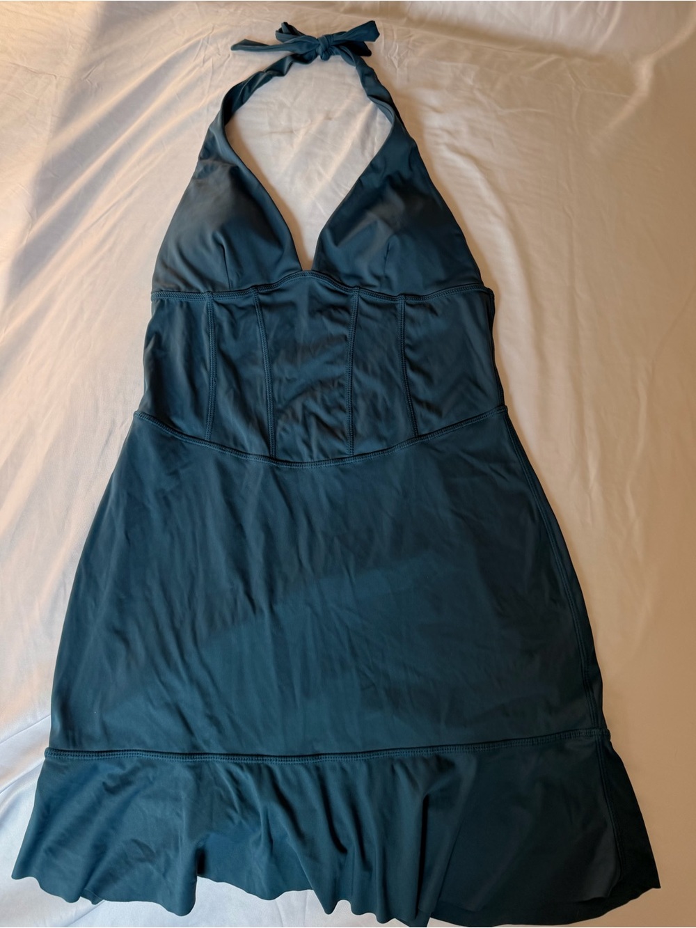 HALARA Teal Halter Mini Dress